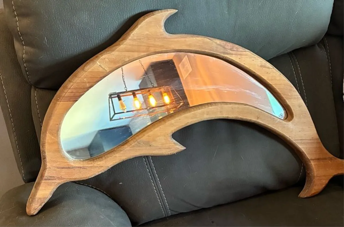 Dolphin Shaped Wooden Mirror - Image 2