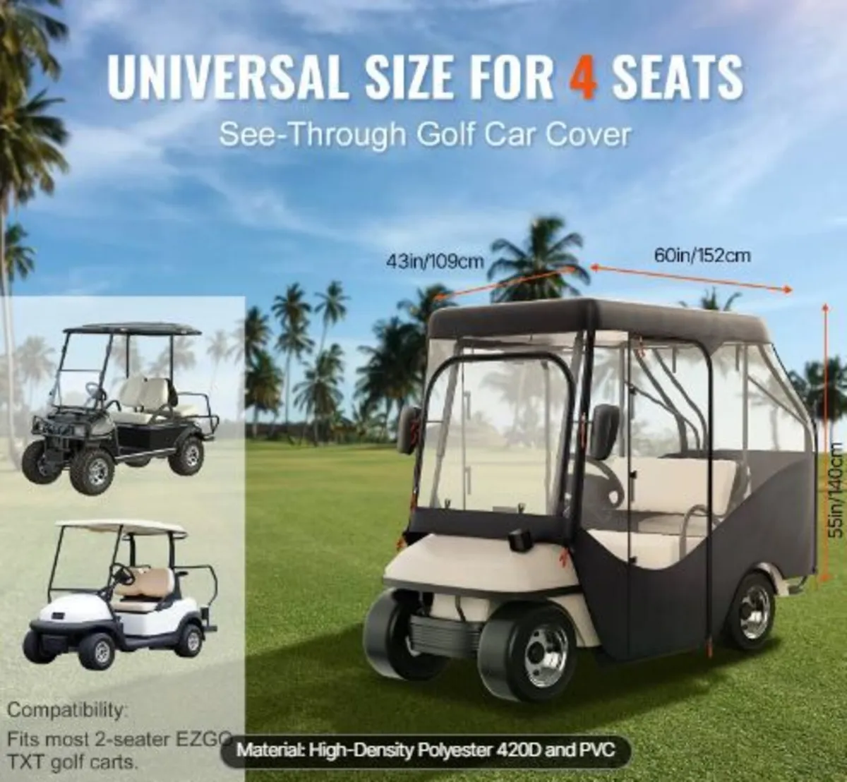 Golf Cart Enclosure, 420D Polyester Driving - Image 2