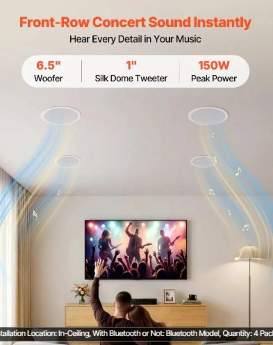 Bluetooth Ceiling Speakers, 165.1 mm - Image 2