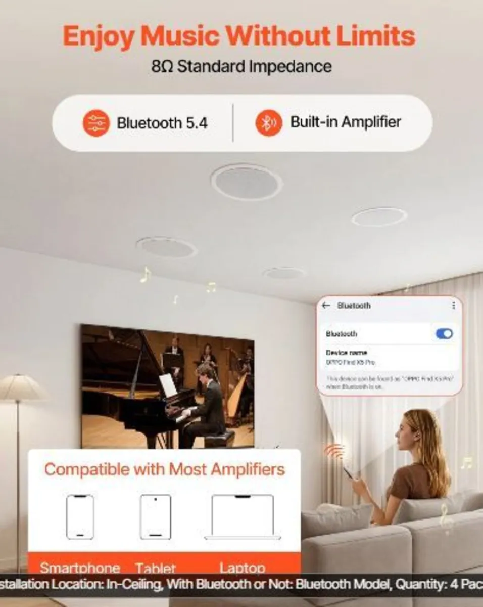 Bluetooth Ceiling Speakers, 165.1 mm - Image 4