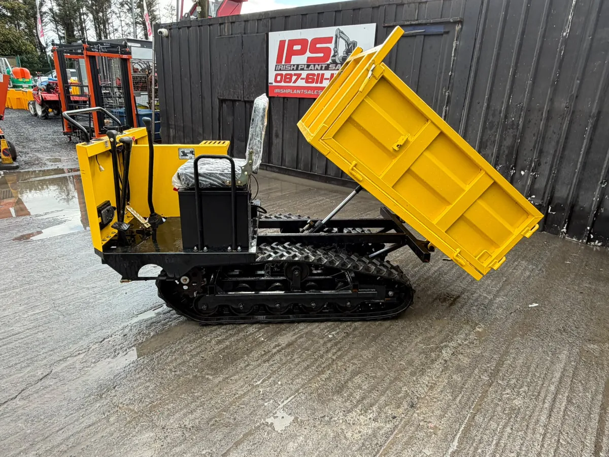 Petrol-powered ride-on tracked mini dumper - Image 1