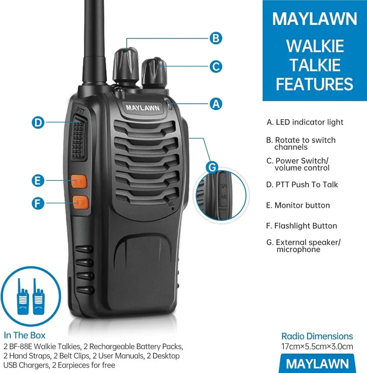 Walkie Talkies Long Range Pack of 2, Two Way Radio - Image 2