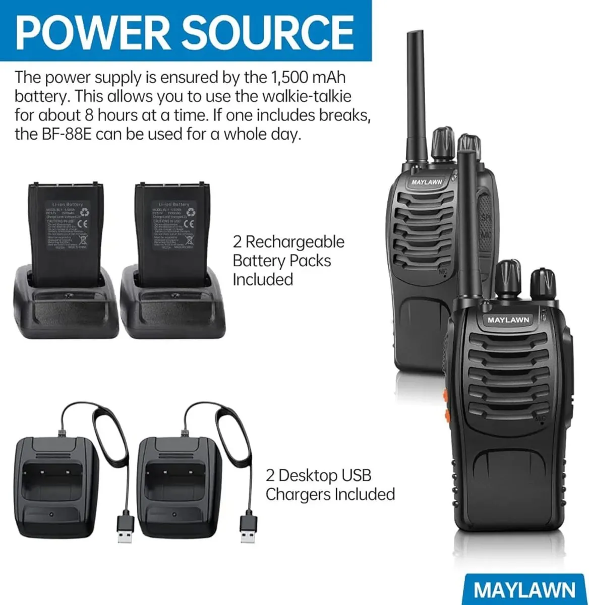 Walkie Talkies Long Range Pack of 2, Two Way Radio - Image 4
