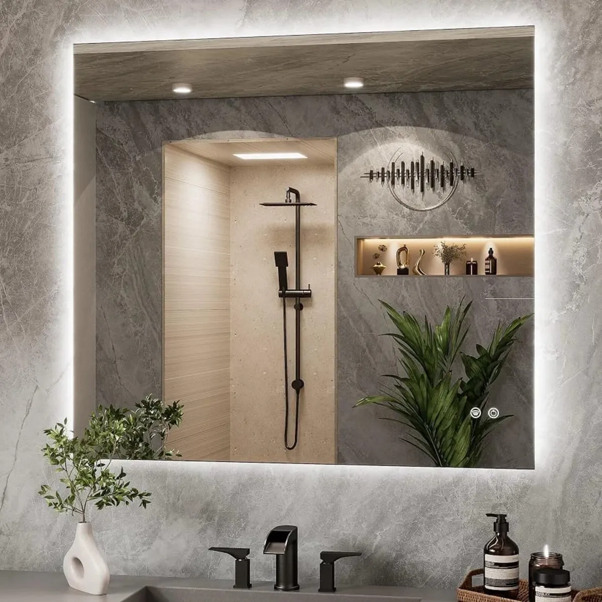 100x90cm LED Bathroom Mirror with Lights, Illumina - Image 1