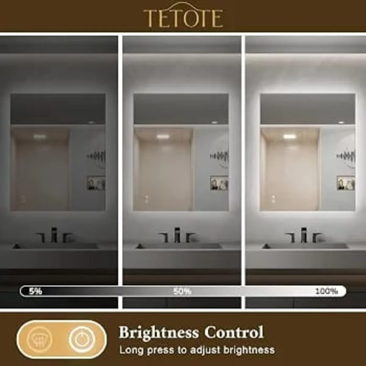 100x90cm LED Bathroom Mirror with Lights, Illumina - Image 3