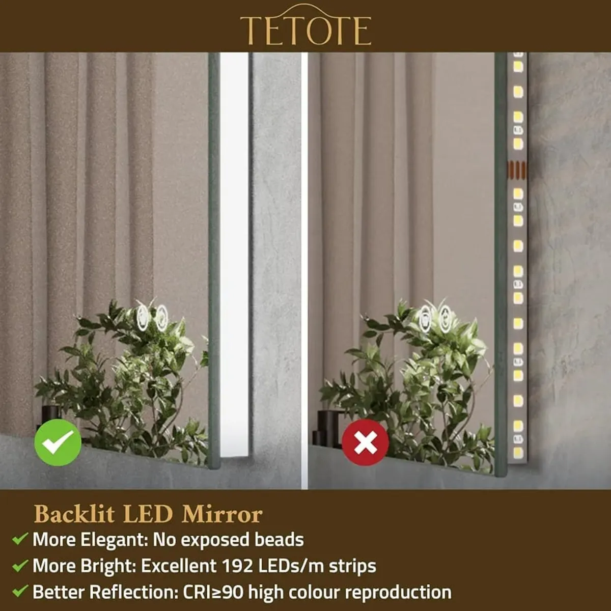 100x90cm LED Bathroom Mirror with Lights, Illumina - Image 4