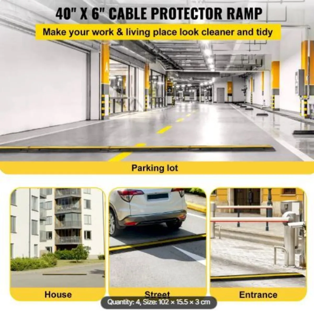 4 Pack of 1-Channel Rubber Cable Protector - Image 1