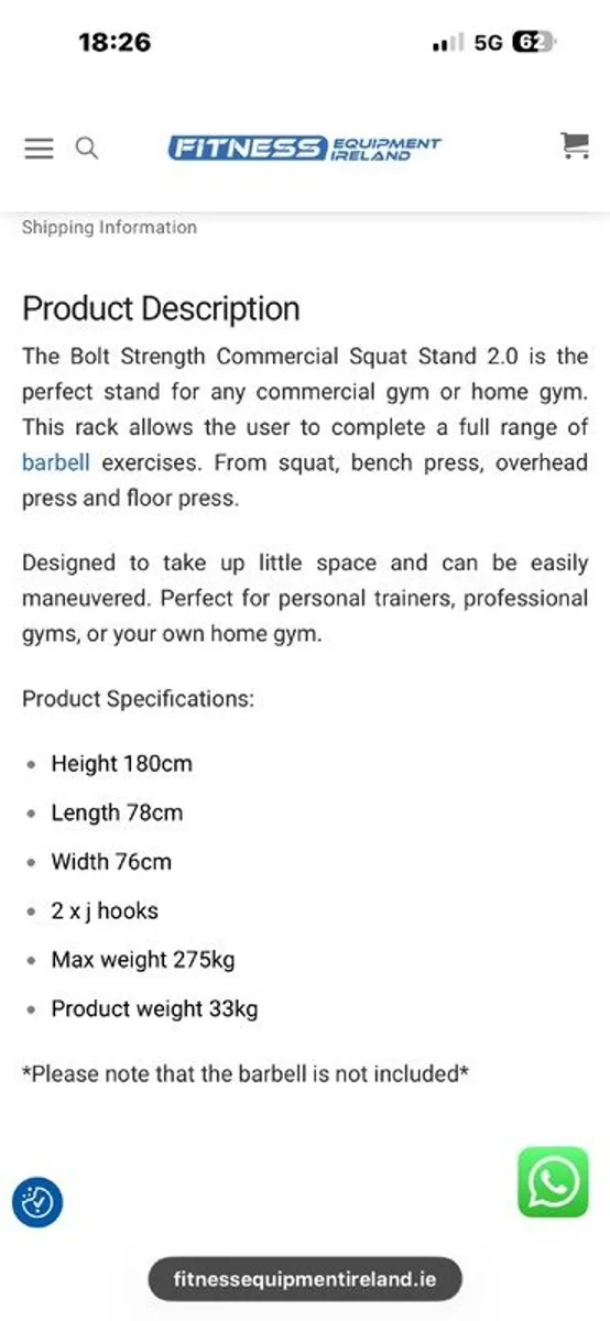 Bolt 275kg Rated Heavy Squat Stands, Selling Cheap! - Image 3