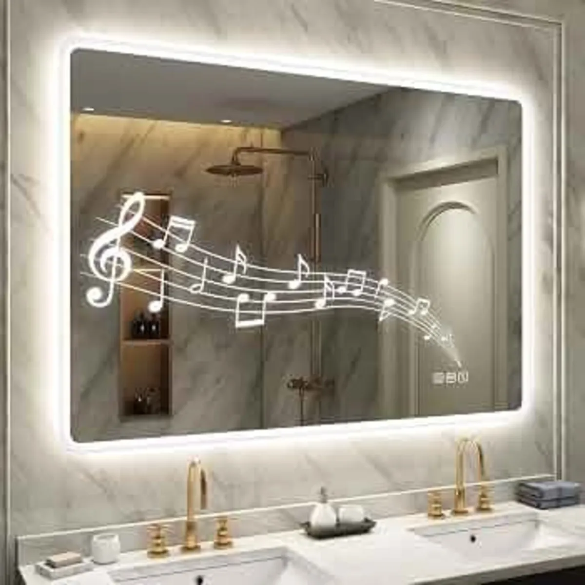 1000x700mm Bluetooth LED-Bathroom-Mirror-with-Ligh - Image 1