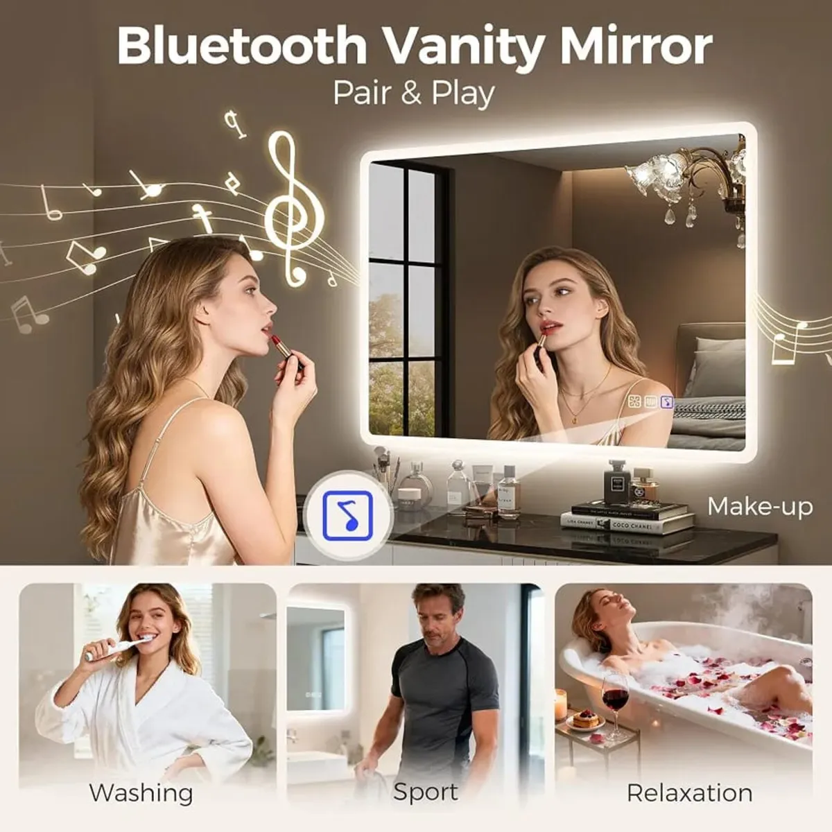 1000x700mm Bluetooth LED-Bathroom-Mirror-with-Ligh - Image 3