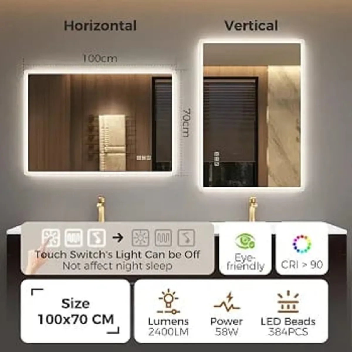 1000x700mm Bluetooth LED-Bathroom-Mirror-with-Ligh - Image 4