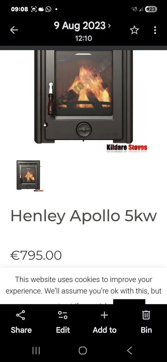5kw Henley apollo insert stove, cast iron fireplac - Image 2