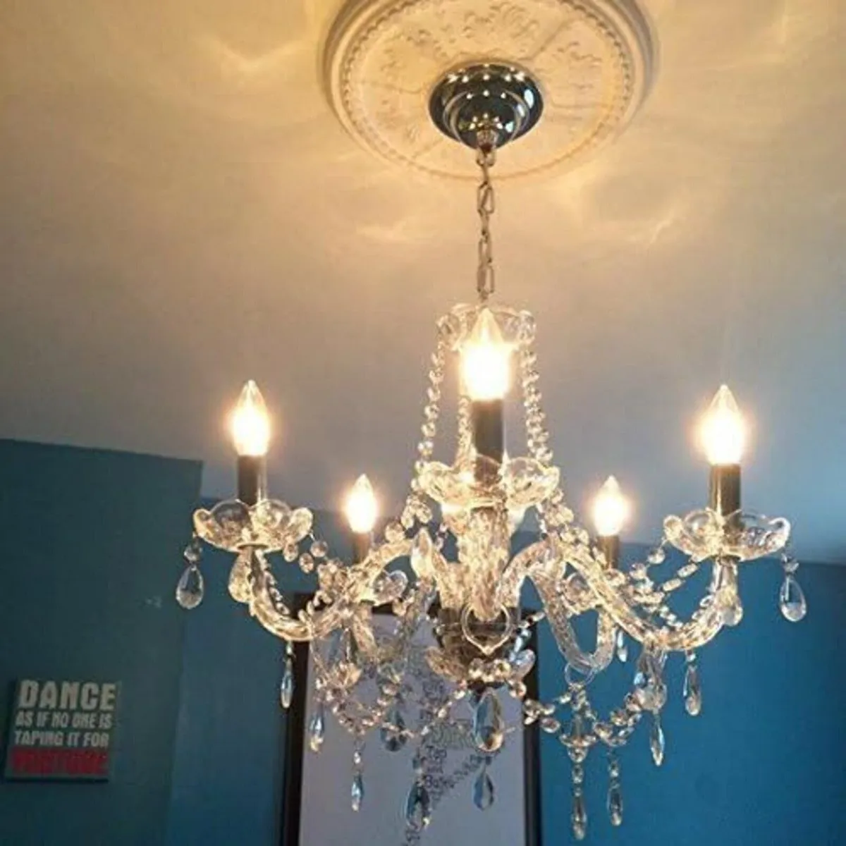 Modern 5-Light Clear Crystal Chandelier - Image 4