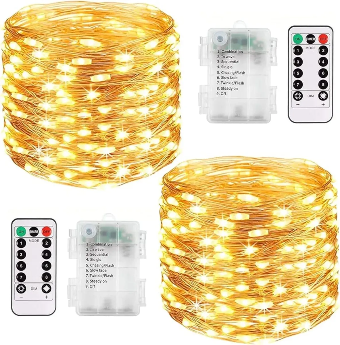 2 Pack Total 240LED/80FT Fairy Lights Battery Oper - Image 1