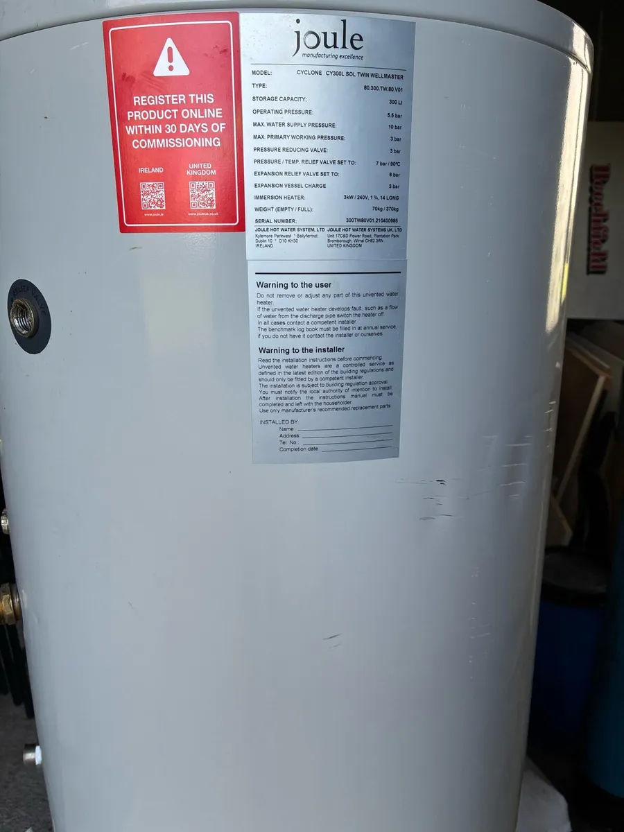 Joule 300L Solar Twin Coil Hot Water Cylinder - Image 2