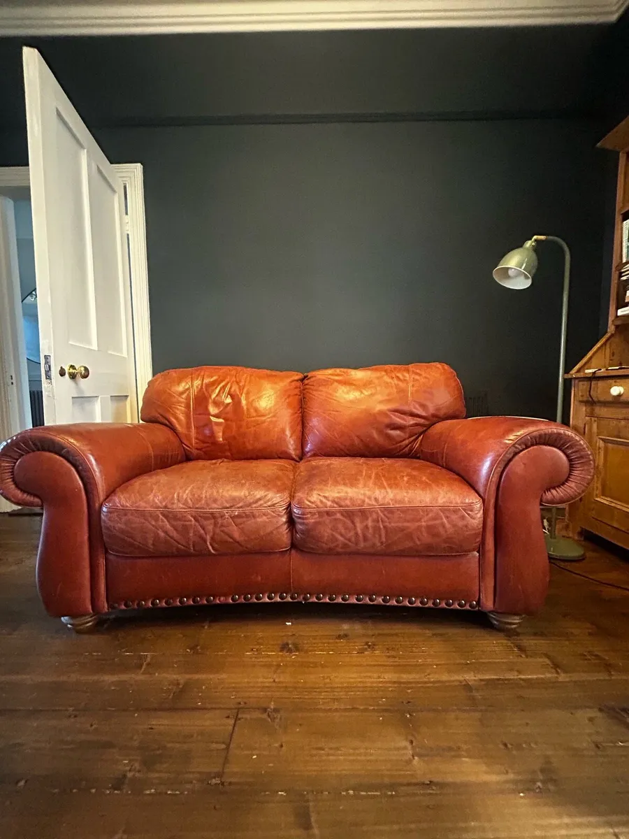 Natuzzi vintage leather sofa - Image 2