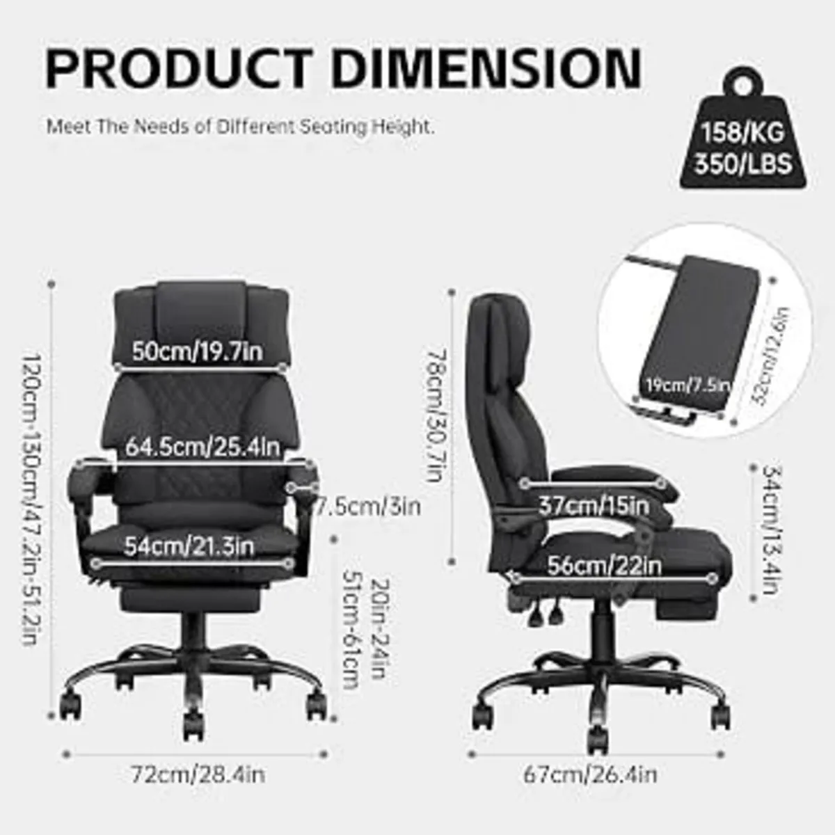 Ergonomic Office Chair, Wide Seat Recline Computer - Image 4