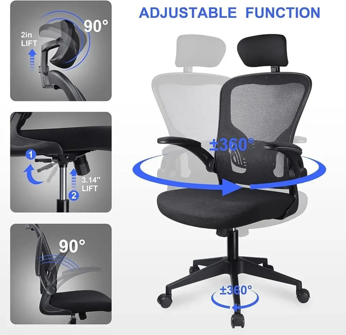 Office Chair Mesh Computer Chair with Adjustable H - Image 3