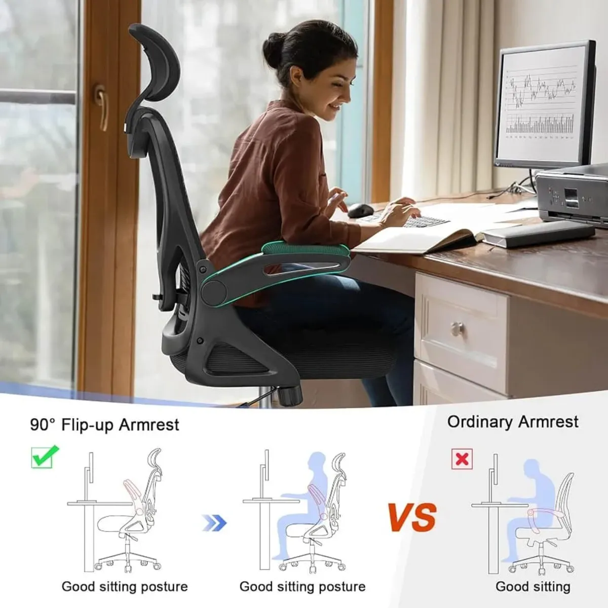 Office Chair - Ergonomic Desk Chair with Lumbar Su - Image 2