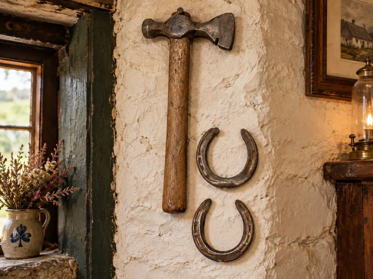 antiques vintage horse shoes tools axe cottage pub - Image 2