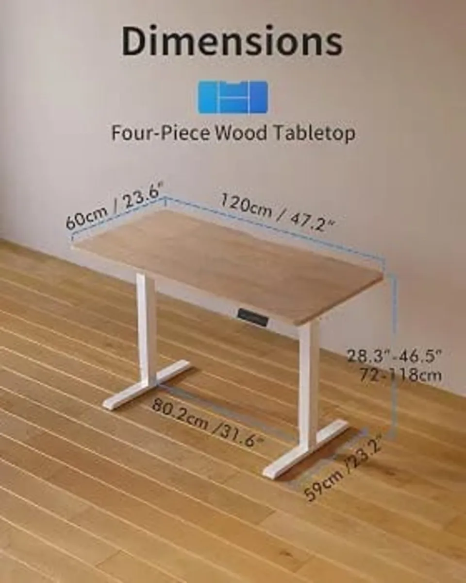 Electric Standing Desk 120 x 60 cm, Height Adjusta - Image 4