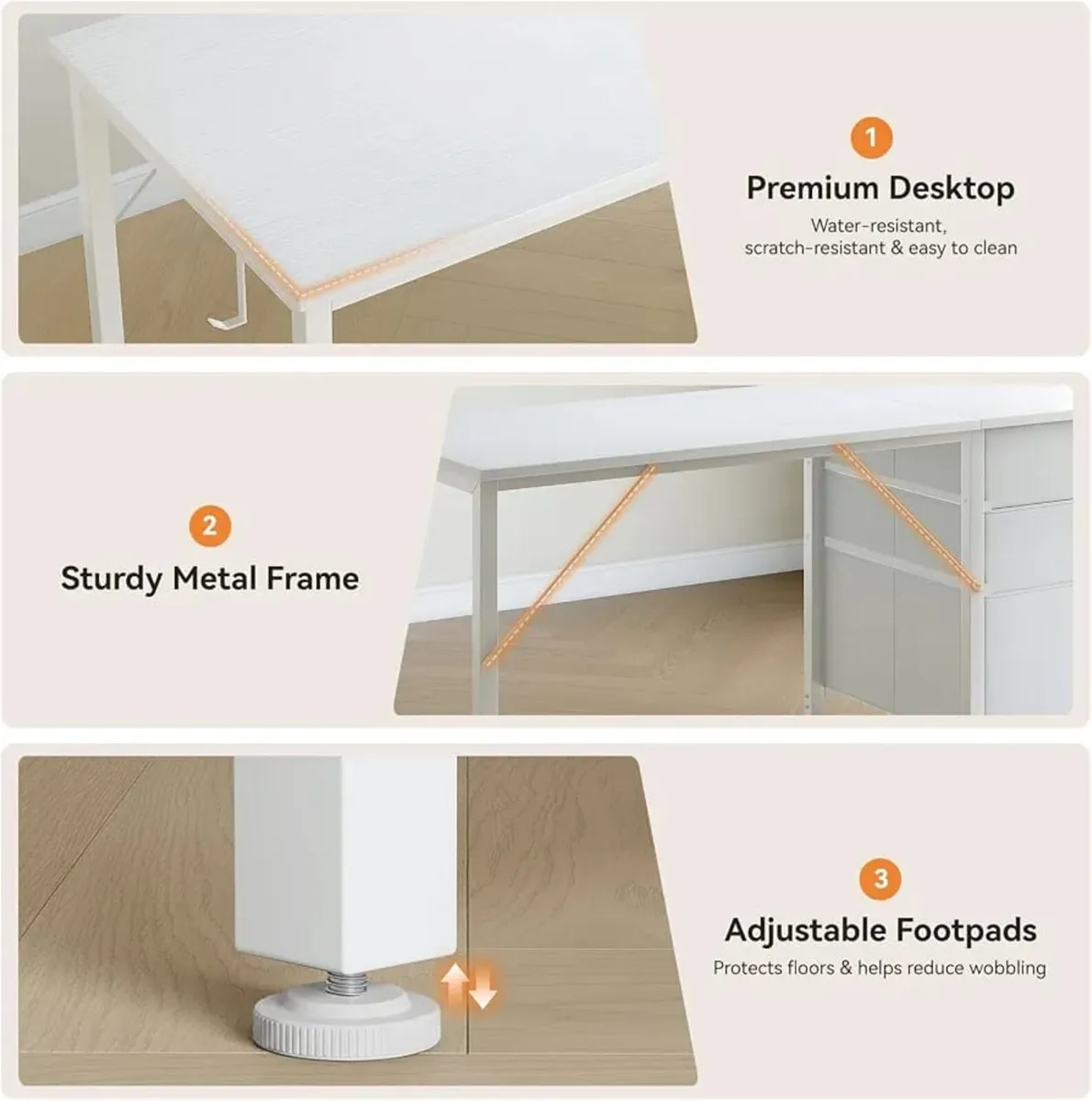 Computer Desk with Drawers, 120cm Office Desk with - Image 4