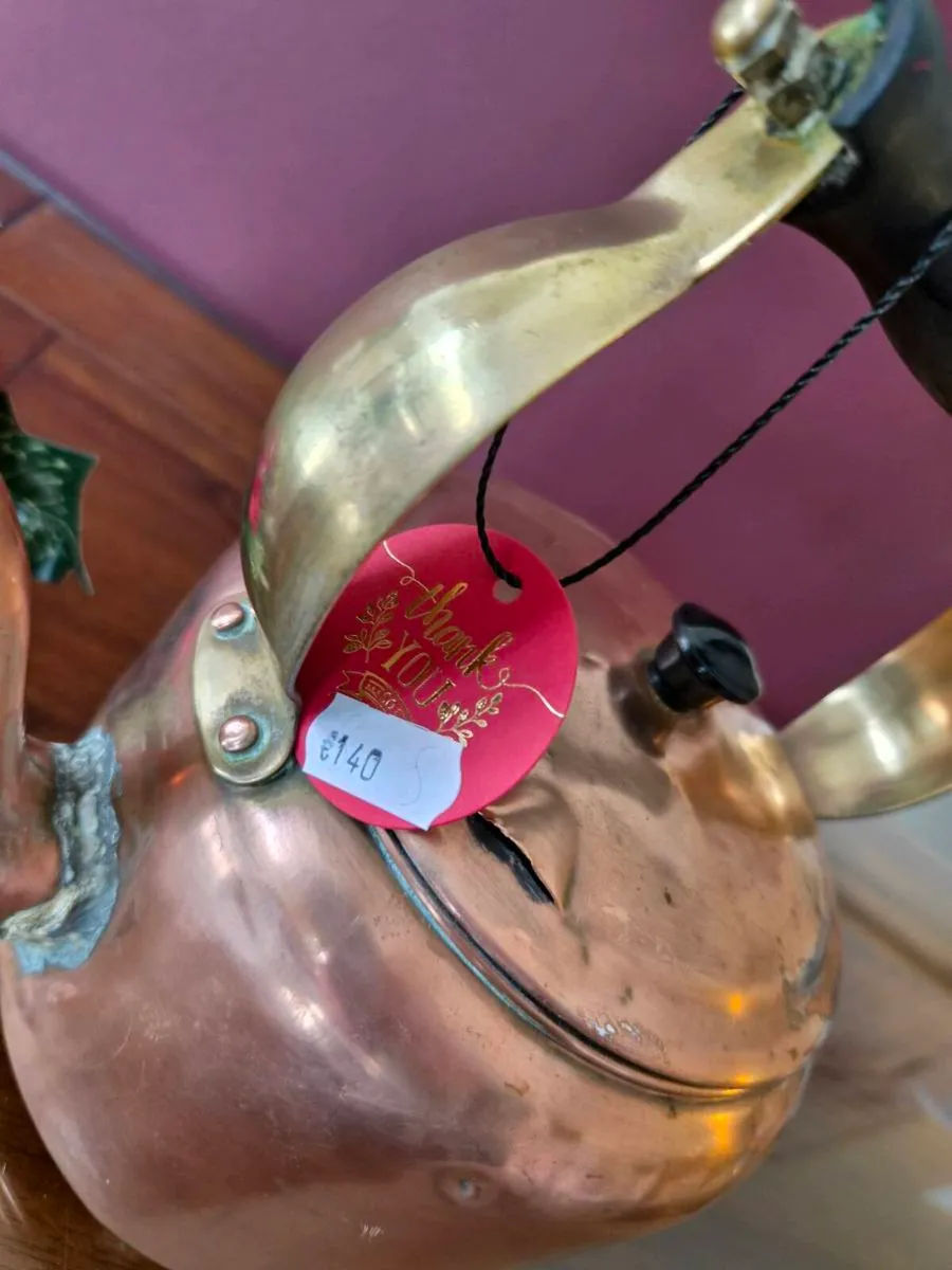 antique vintage kettle COPPER cottage pub rustic - Image 3