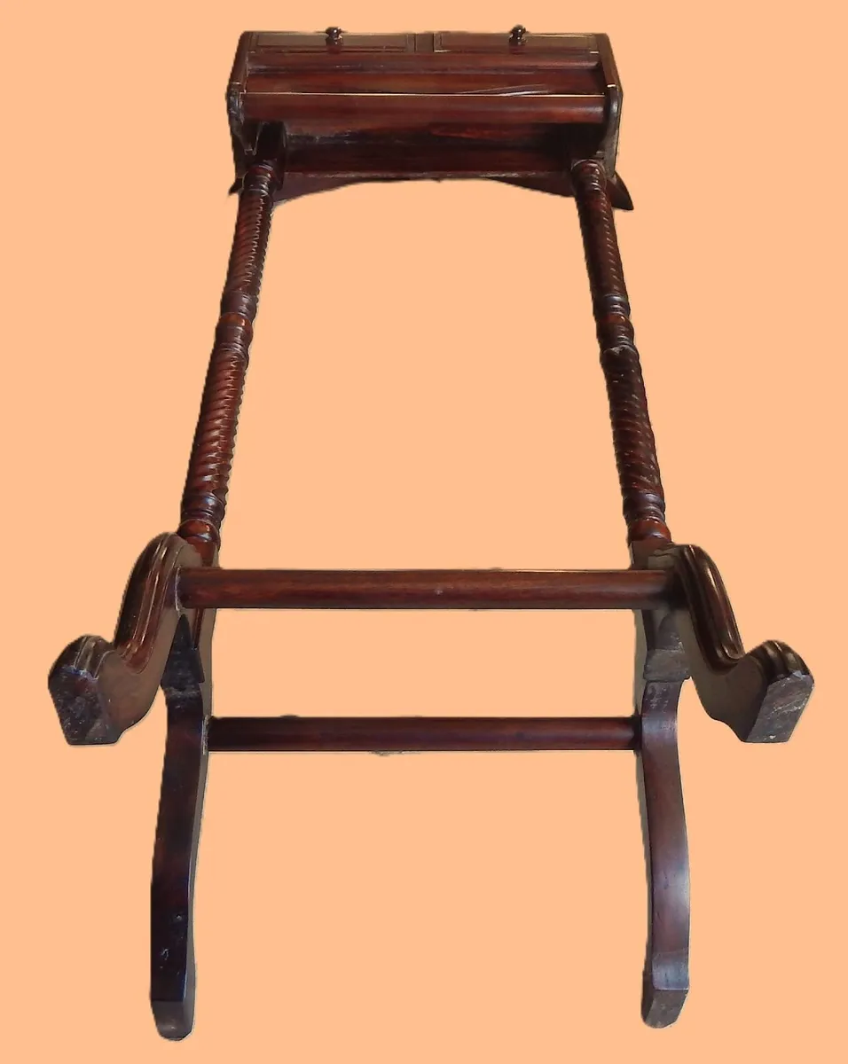 Gents Ornate Mahogany Valet Stand with 2 Drawers - Image 4