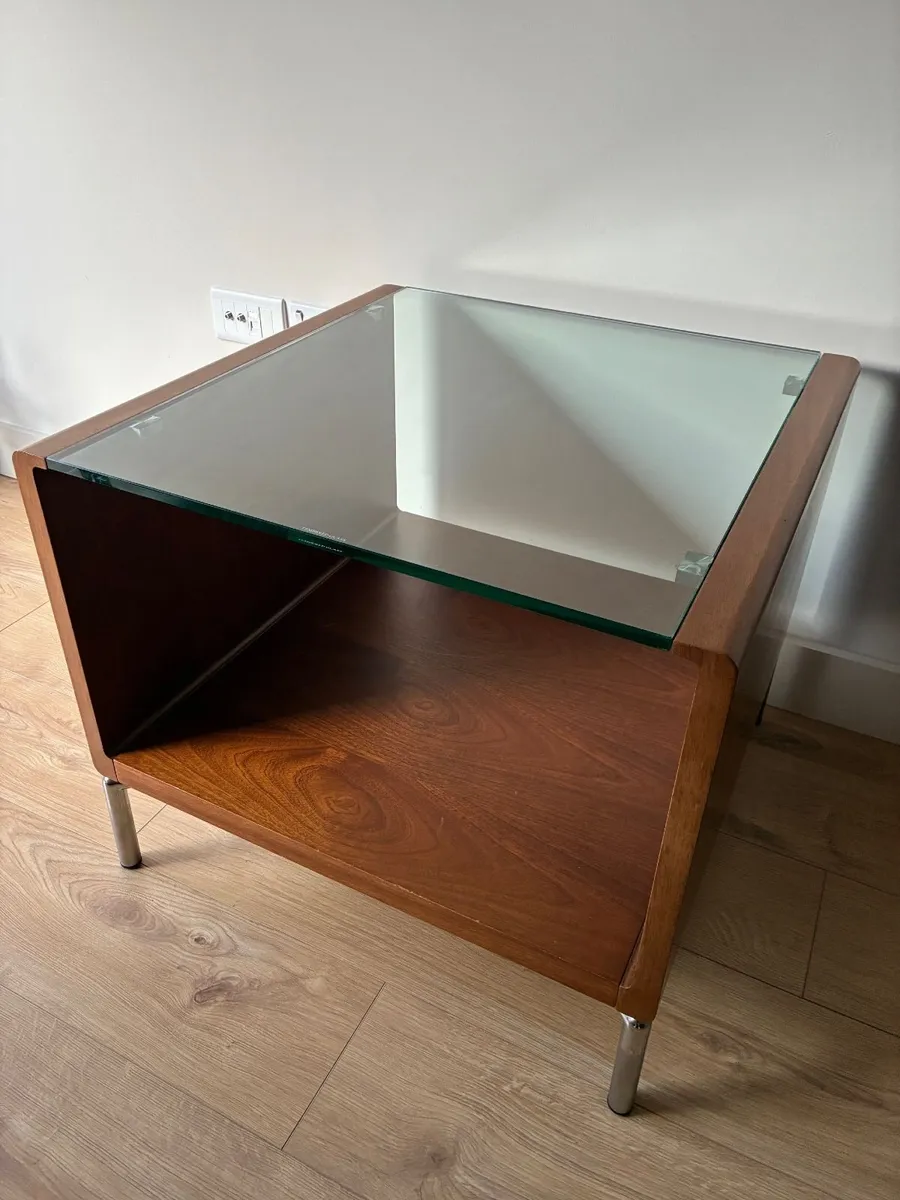 Walnut & Glass Side Table/Coffee Table - Image 1