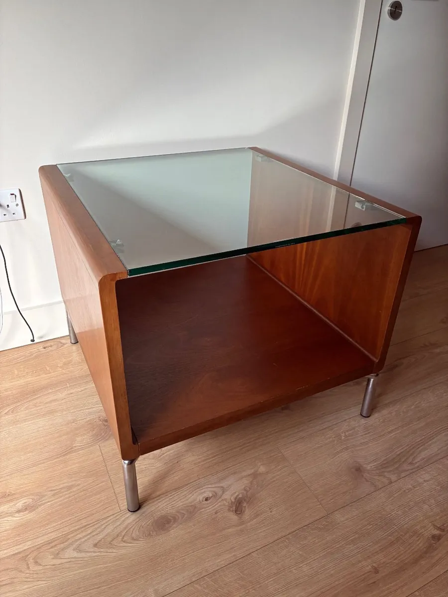 Walnut & Glass Side Table/Coffee Table - Image 2