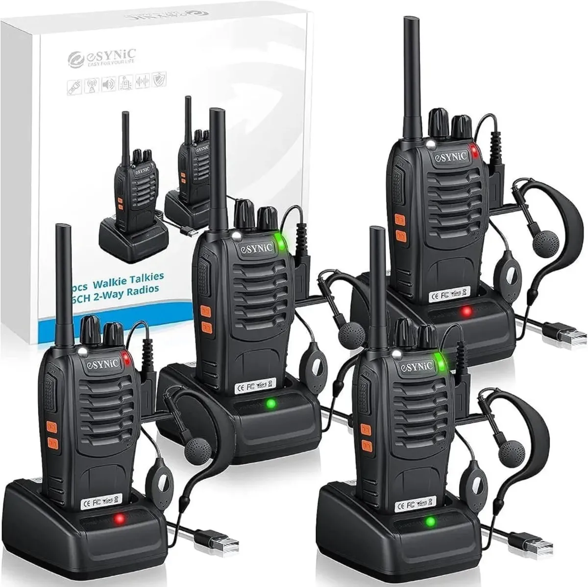 4Pack Rechargeable Adults Walkie Talkies License-F - Image 1