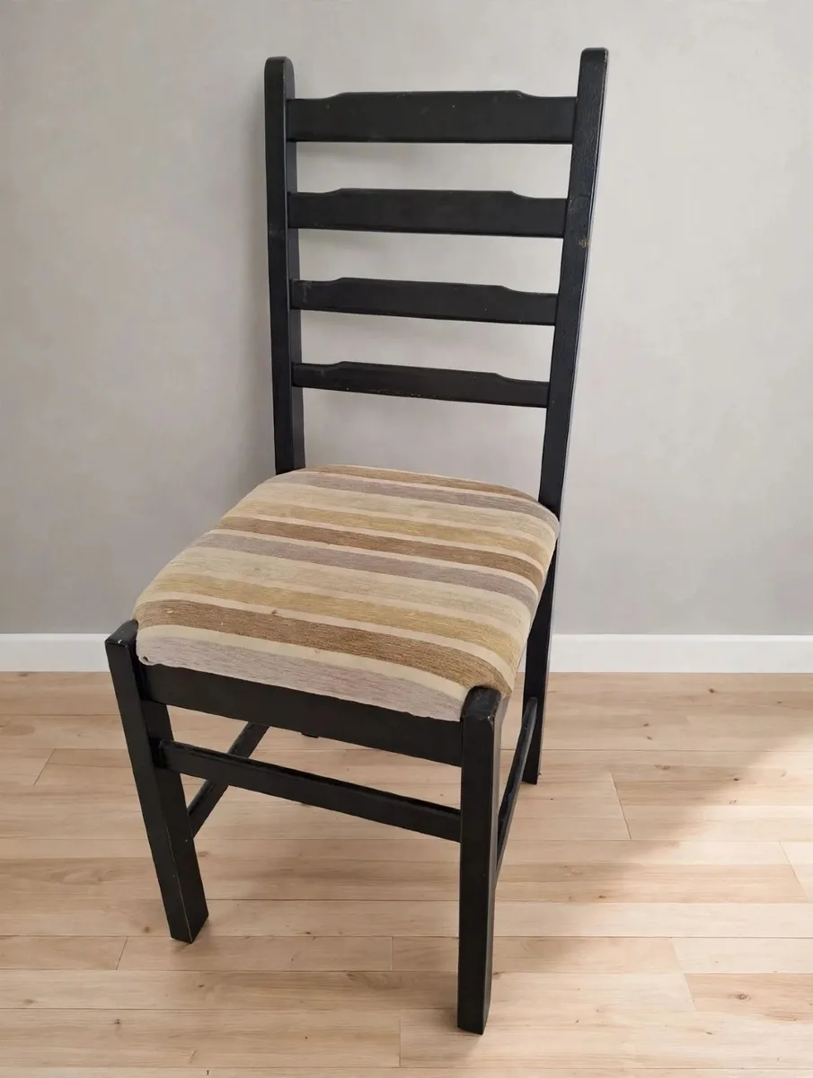 Black Ladderback Dining Chair - Solid Wood - Image 1