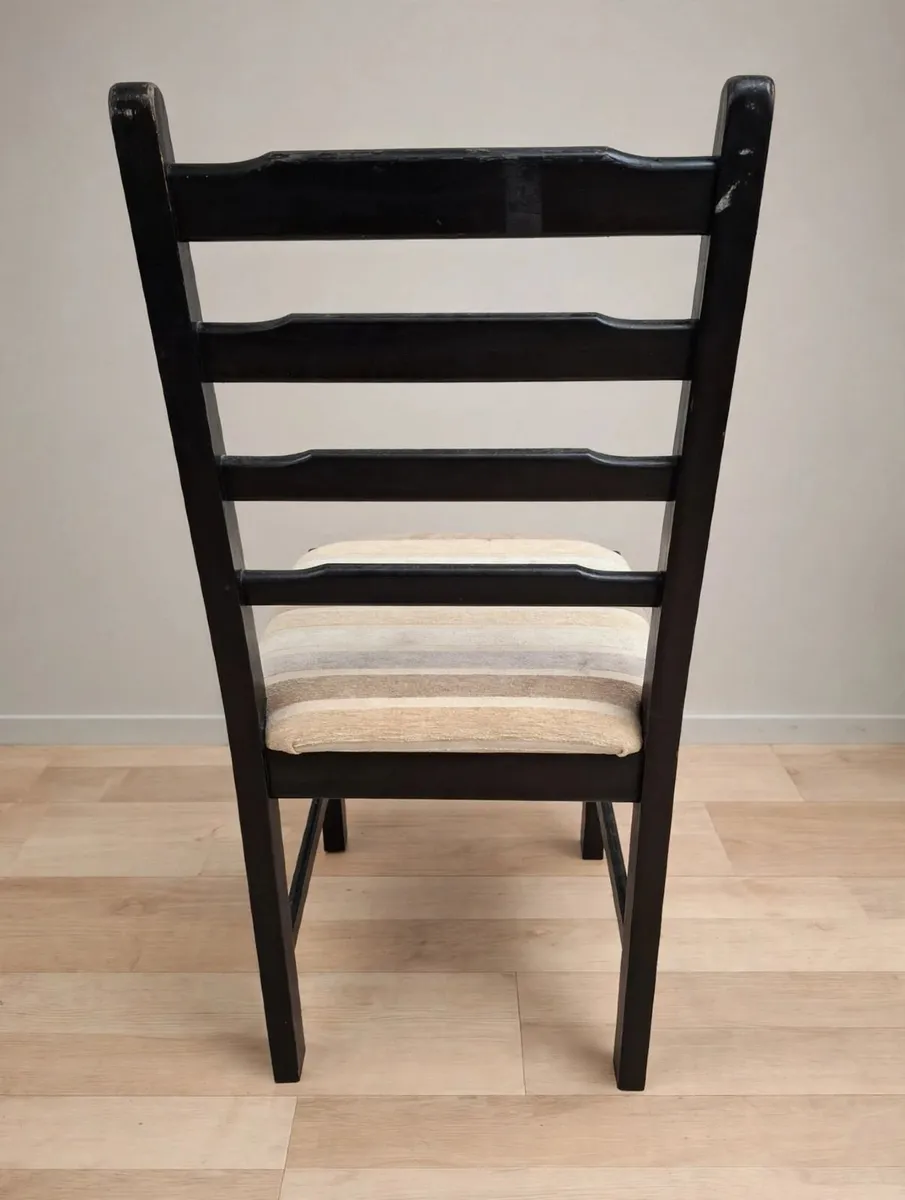 Black Ladderback Dining Chair - Solid Wood - Image 3