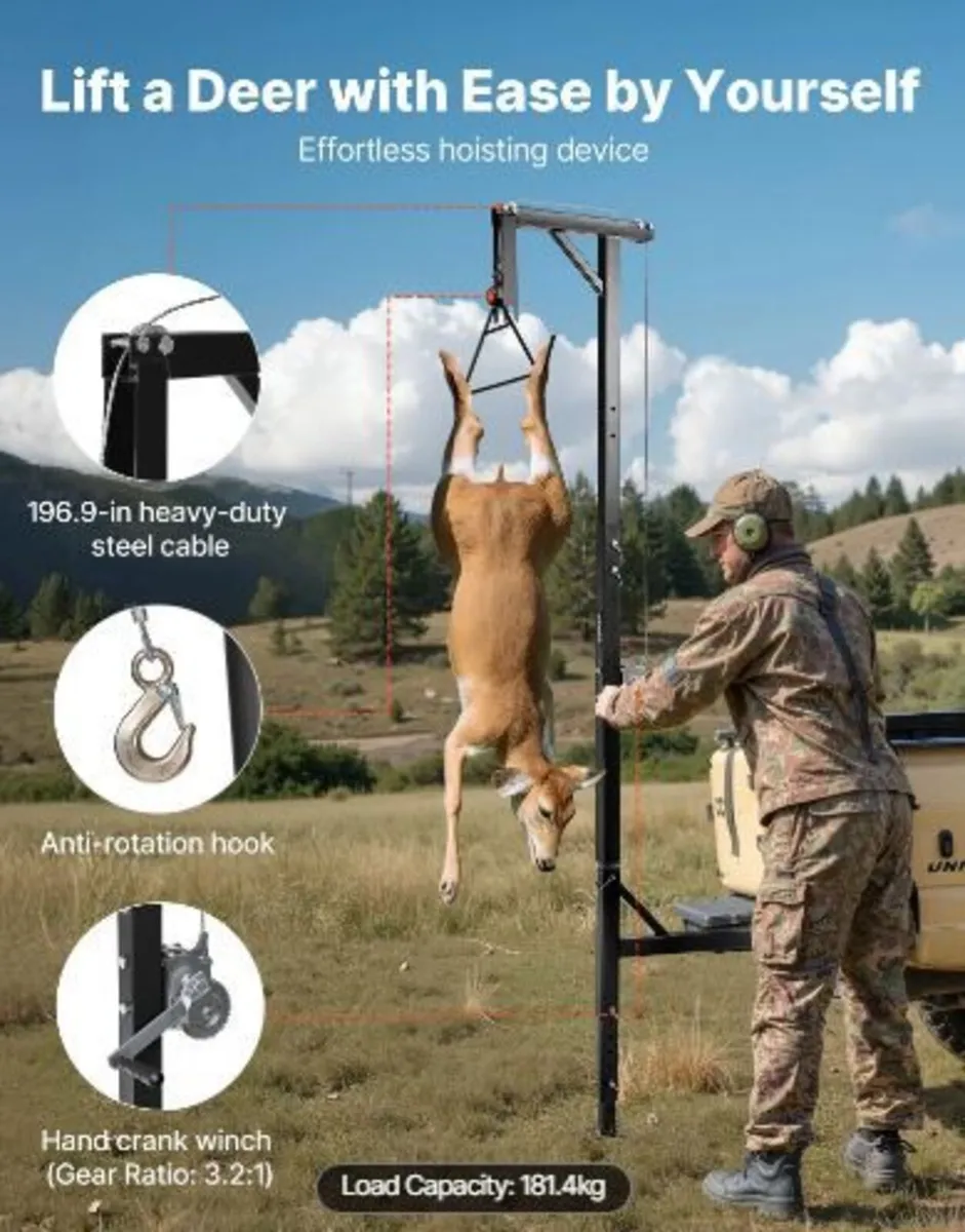 Truck Hitch Game Hoist, 400 lbs Load - Image 1