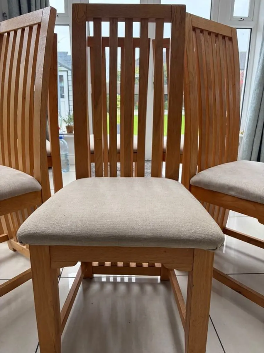 6 Solid Oak Dining Chairs - Image 1