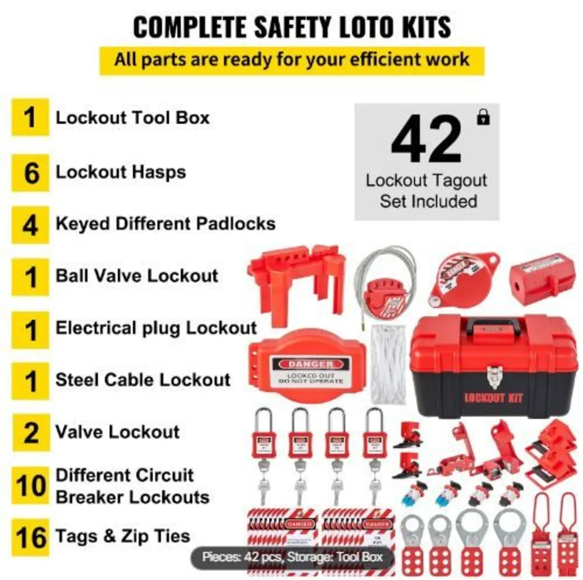 42 PCS Lockout Tagout Kits - Image 2