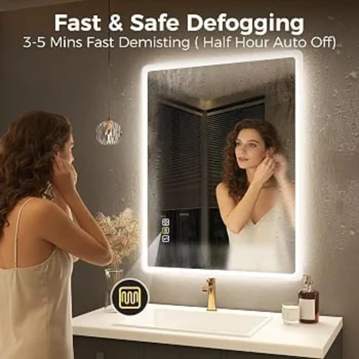 500x700 mm Bathroom-Mirror-with-LED-Lights for Wal - Image 2