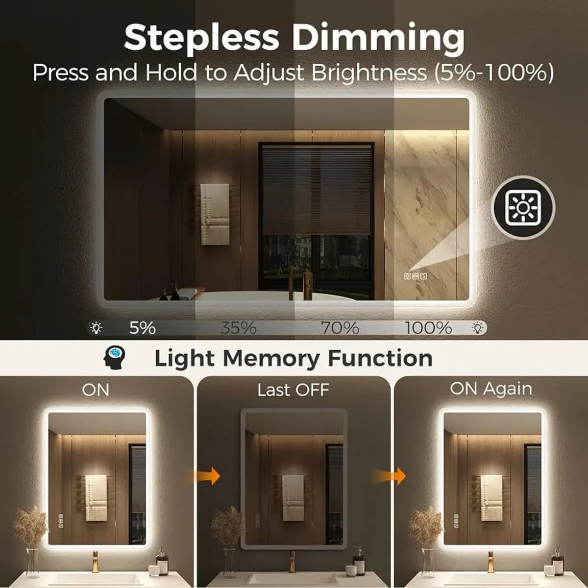500x700 mm Bathroom-Mirror-with-LED-Lights for Wal - Image 3