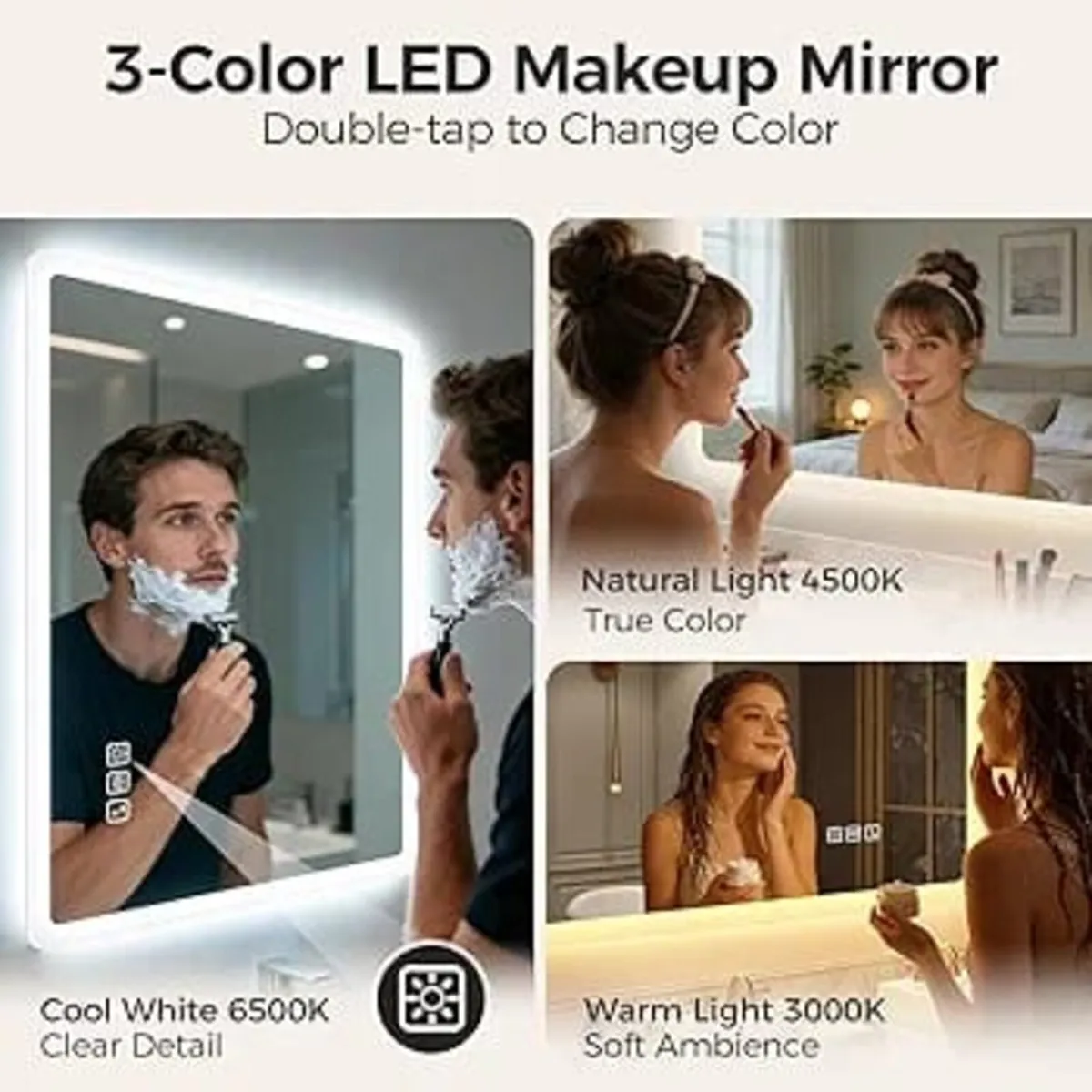 500x700 mm Bathroom-Mirror-with-LED-Lights for Wal - Image 4