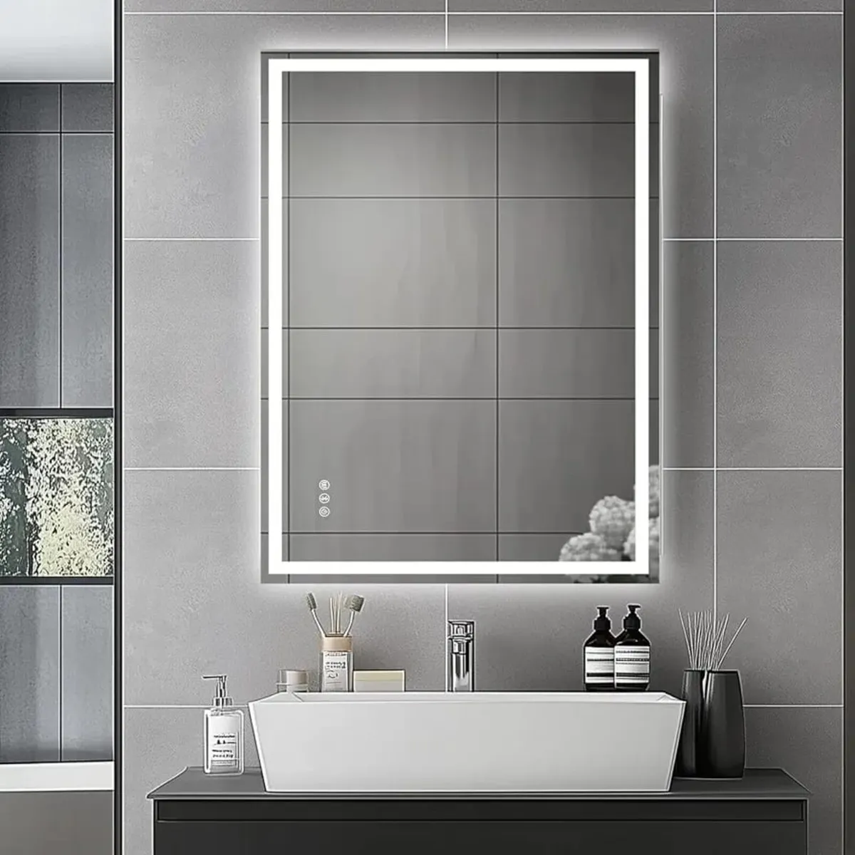 Bathroom Mirror with LED Lights 80x60cm – Bluetoot - Image 1