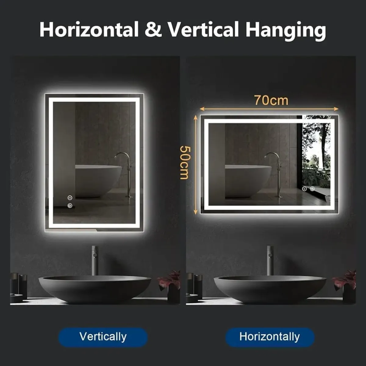 Bathroom Mirror with LED Lights 80 * 60cm LED Illu - Image 2