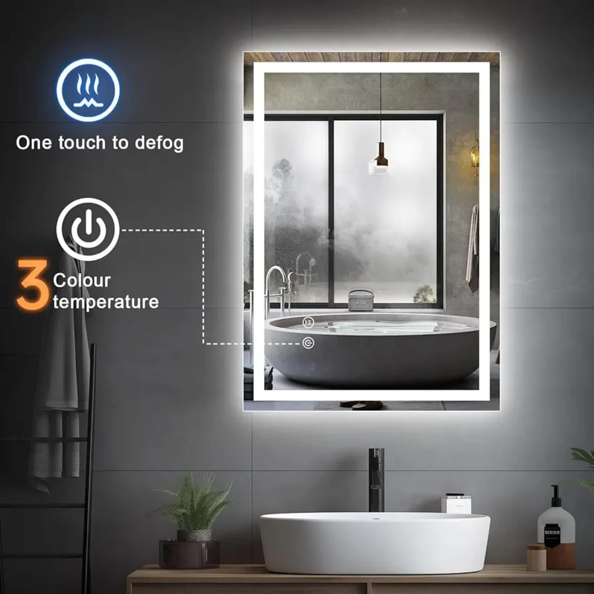 Bathroom Mirror with LED Lights 80 * 60cm LED Illu - Image 3