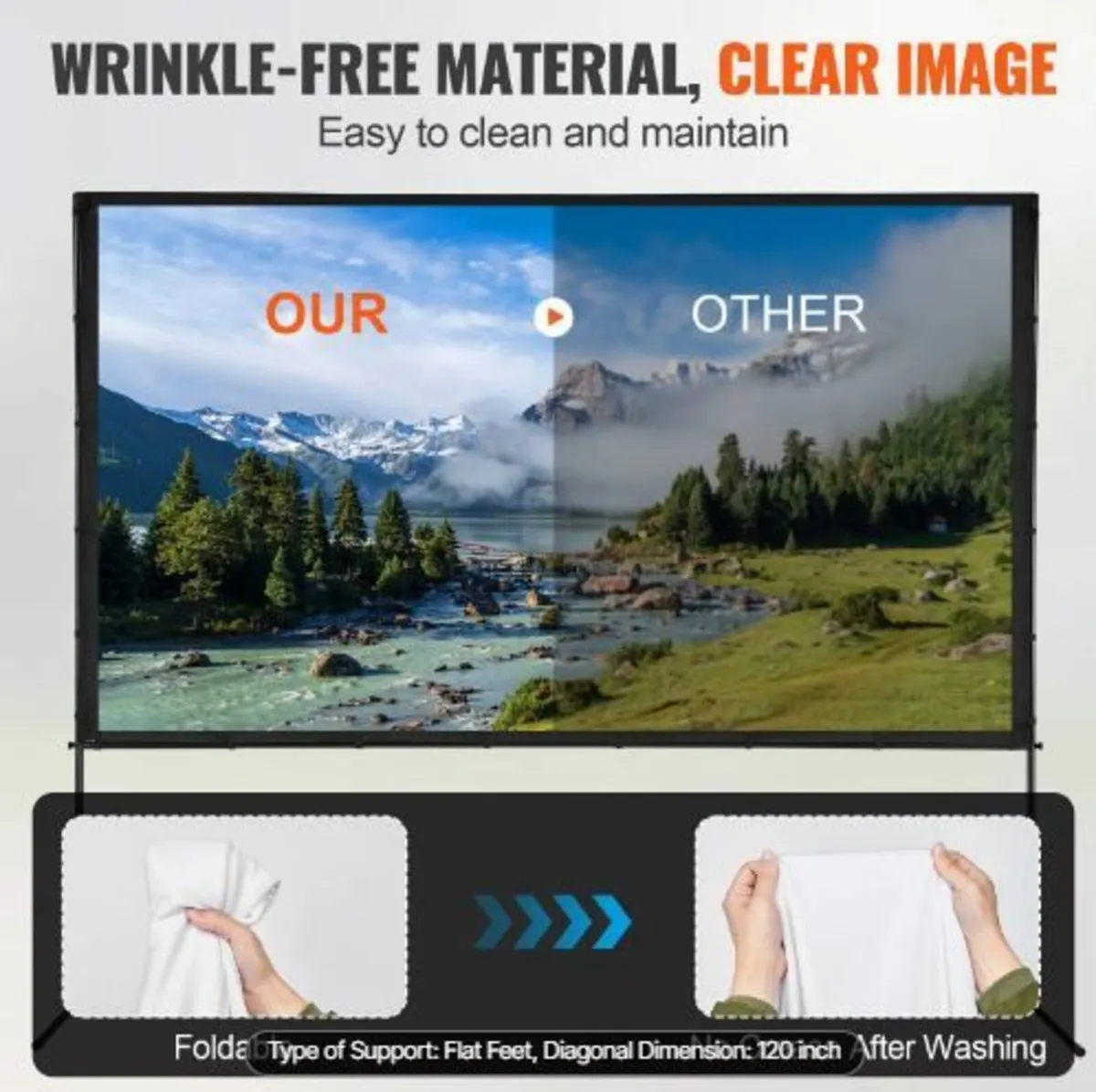 Projector Screen with Stand, 120 inch - Image 2