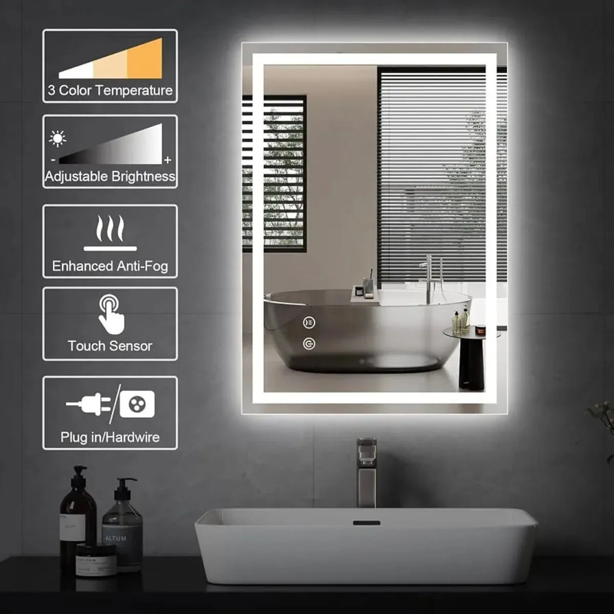 Bathroom Mirror with LED Lights 50x70cm LED Illumi - Image 3