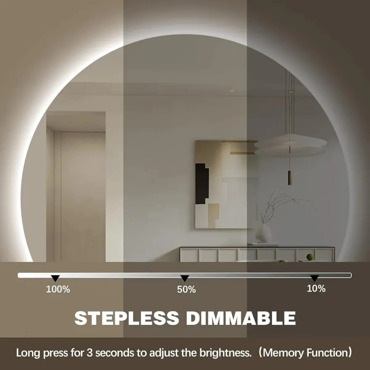 Round LED Bathroom Mirrors, Half Circle Backlit Mi - Image 4