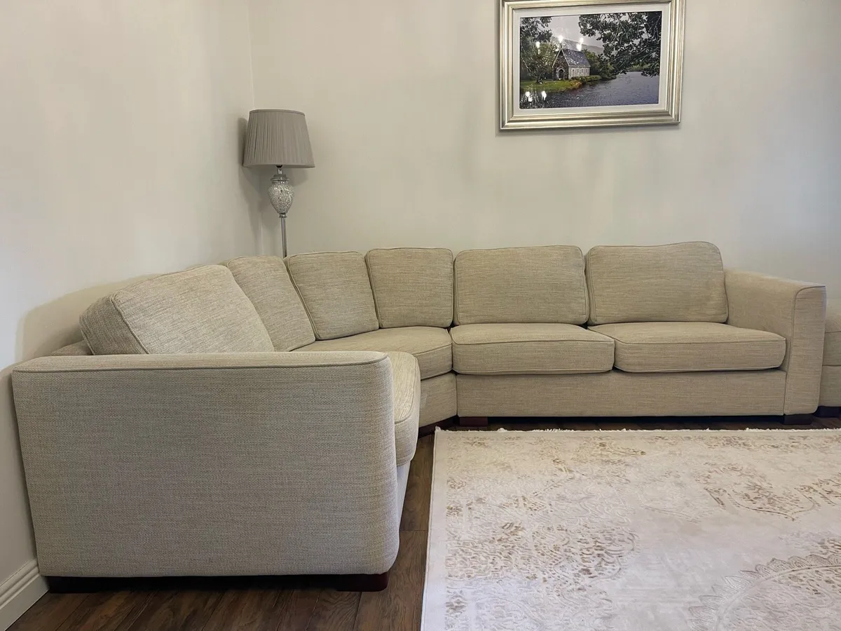 Left Hand Corner Sofa with Matching Footstool - Image 2