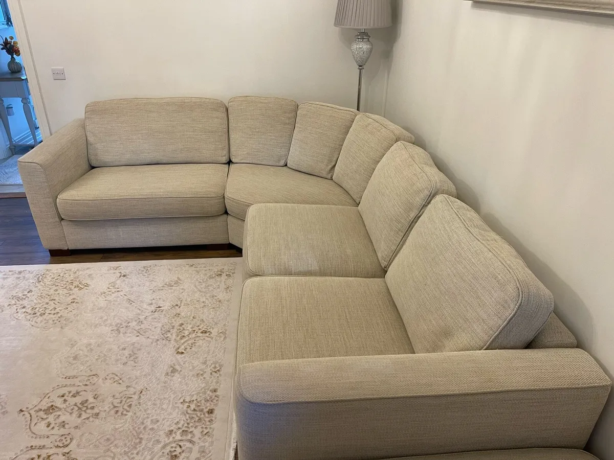 Left Hand Corner Sofa with Matching Footstool - Image 4