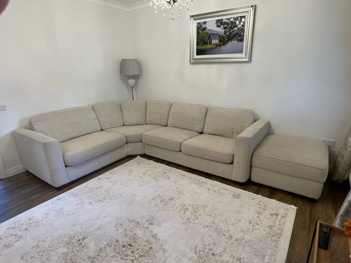 Left Hand Corner Sofa with Matching Footstool - Image 1