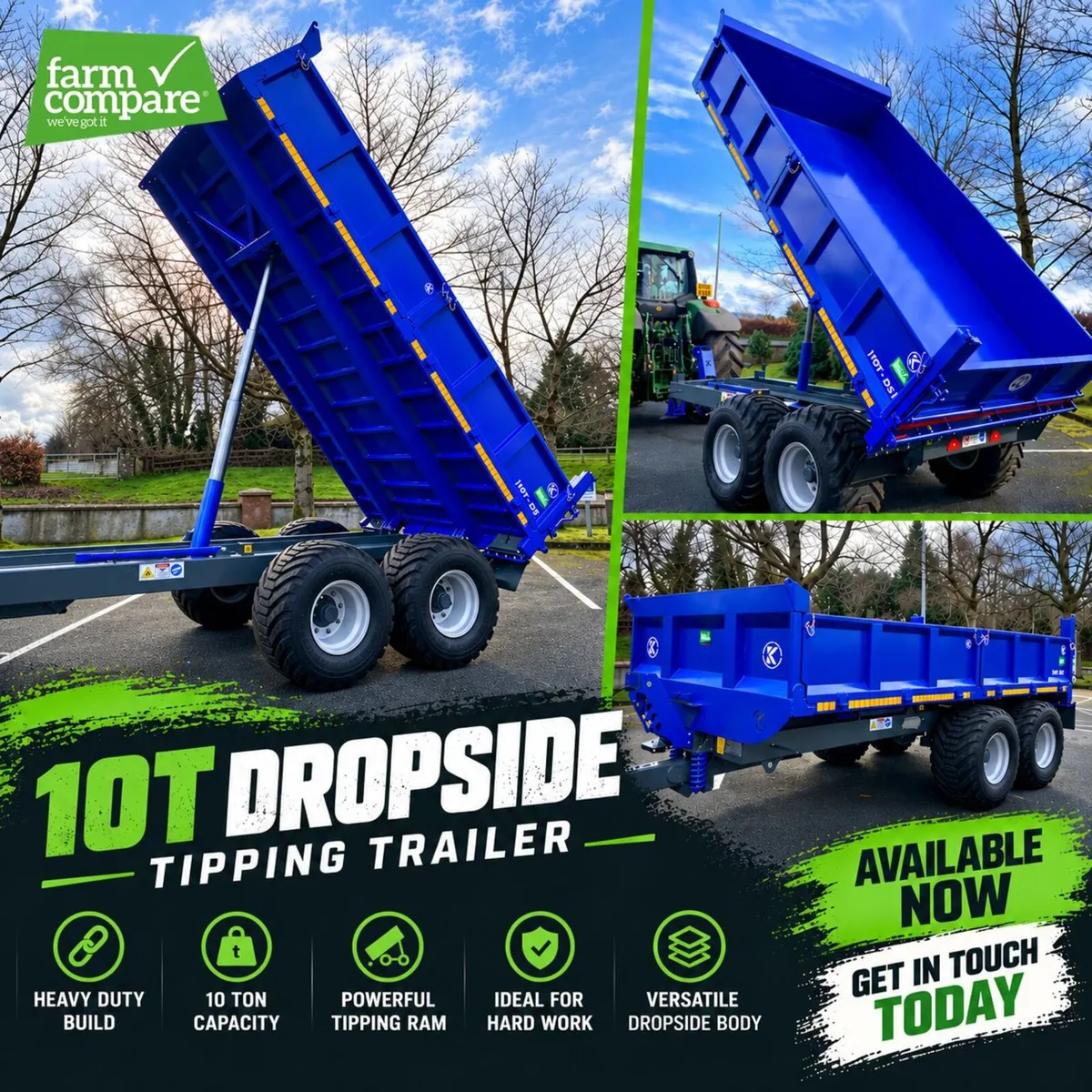 NEW Kenwell 10T Dropside Tipping Trailer - Image 1