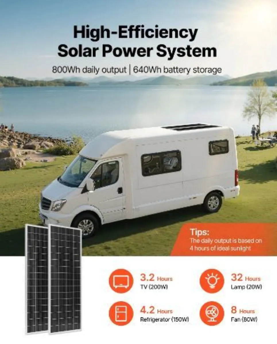 200W 12V Complete Solar Power Kit - Image 1